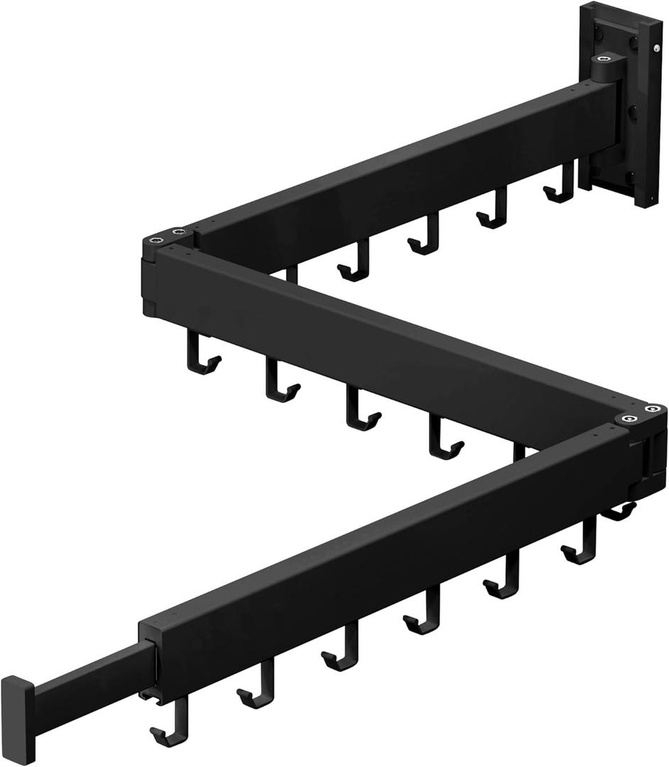 ZdwCyl Clothes Drying Rack Wall Mounted,Laundry Rack Wall Wount,Drying Rack Clothing for Laundry,Retractable Dryer Racks,Wall Mounted Drying Rack Collapsible, Black, Sandy Coating