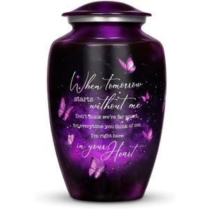 Purple Butterfly Urn for Human Ashes Adult – Large Purple Butterfly Urn for Women & Men with Secure Lid, Handcrafted Metal Urns for Ashes, Keepsake with Upto 200lbs