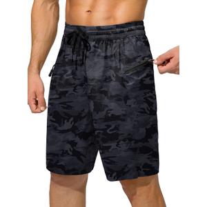 Men's Swim Trunks Quick Dry Board Shorts with Zipper Pockets Beach Shorts Bathing Suits for Men - No Mesh Liner (Gray, XXL)