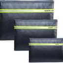 Fireproof Document Bag  3 Pack (15" x 11", 13" x 9.7", 10.5" x 8") Fireproof & Water- proof Document Organizer | Document Holder with Zipper Secure for Cash, Passports, Check& More (Black)