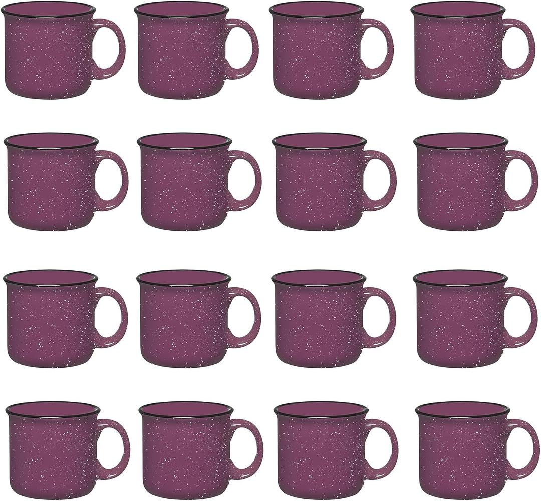 Set of 16 Ceramic Campfire Mugs 15 Oz, Purple Coffee & Tea Cups for Home, Work, Travel, Camping Customizable, Great for DIY, Events, Companies, 16 Count