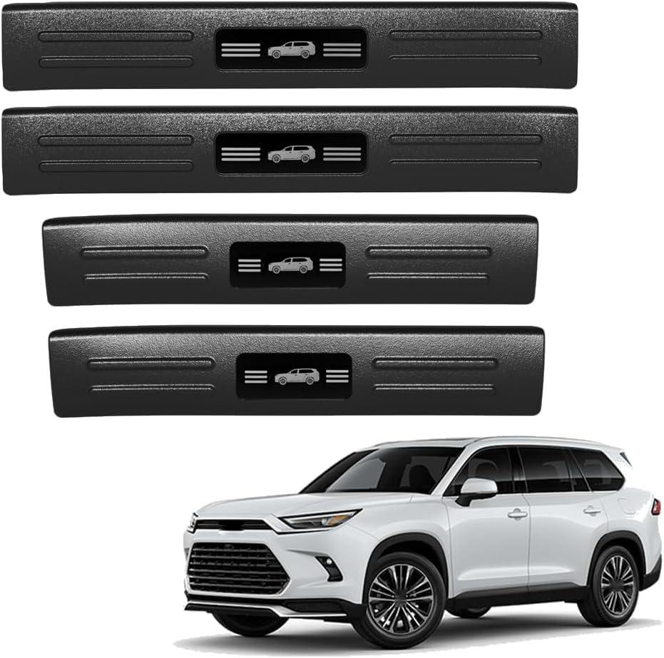 Scratch Resistant Door Sill Protector ABS for Grand Highlander (Include Hybrid) & TX TX350 500h 550h+ Protective Cover Film Compatible with LE/XLE/Limited/Platinum Trims Grand Highlander Accessories