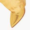 NEWBELLA Women's Knee High Boots - Shiny Faux Leather Slim Fit Trouser Boots, Fashionable Pointed Toe Block Heel Boots for Outfits, Gold 8