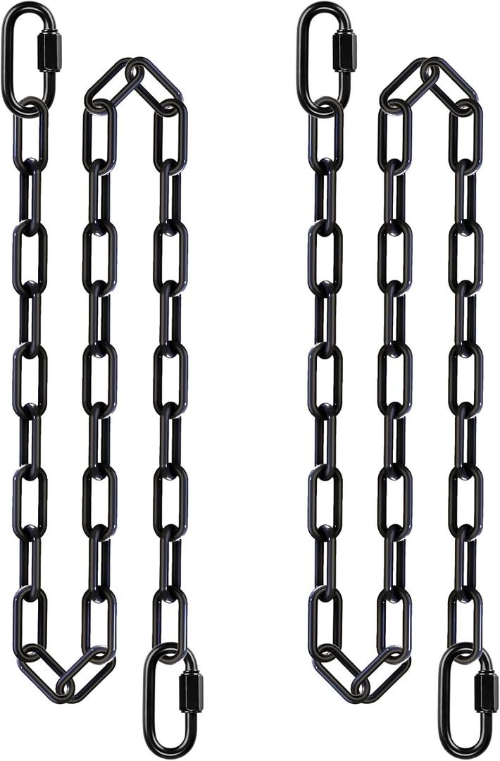 BeneLabel 2Pcs 65" Swing Chain Heavy Duty 1000 LBs Capacity Hanging Chains Porch Swing Chains and Hooks Black Coated Chain for Hammock Chairs, Hanging Chair, Punching Bags, for Indoor and Outdoor