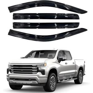 Tape-On Side Window Visor Deflectors Rain Guards for 2019-2024 Chevy Silverado/GMC Sierra 1500 Crew Cab, 2020-2024 Silverado/Sierra 2500HD 3500HD Window Rain Deflectors 4pcs