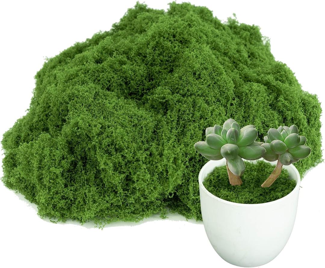 Fake Green Moss for Potted Plants,Artificial Moss for Crafts Indoor,DIY Table Decorating Fairy Garden Accessories Wedding Party Floral Decor Outdoor (Dark Green 3.5oz)