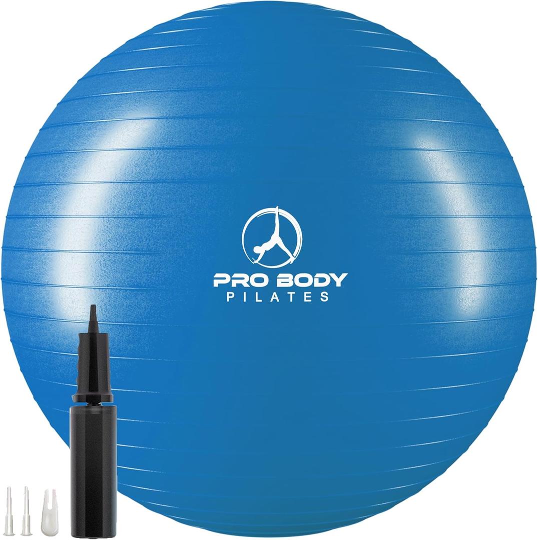 ProBody Pilates Exercise Ball - Multiple Sizes Gym Grade Balance Ball for Fitness, Yoga, Workout, Pregnancy & Physical Therapy (65 cm, Blue)