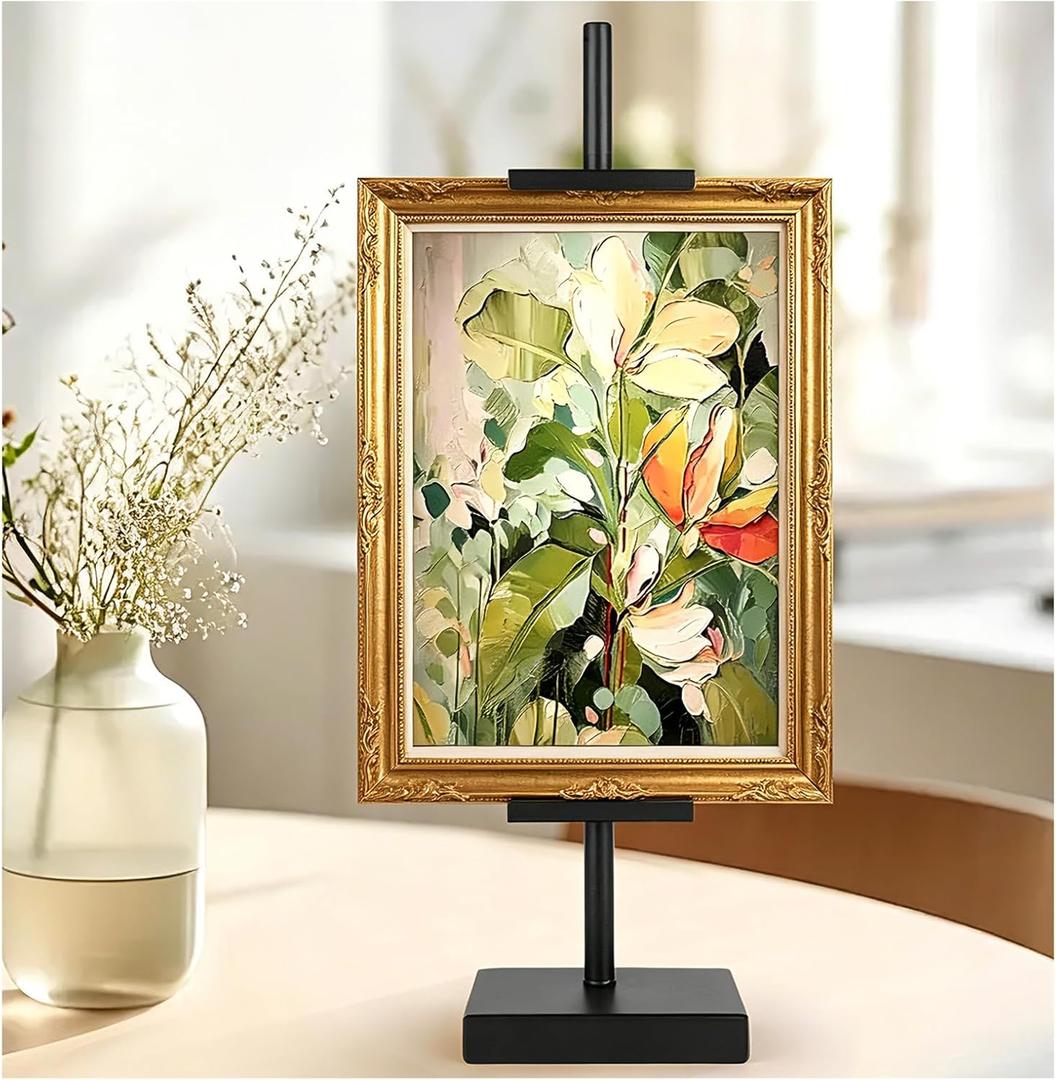 1pcs Adjustable Tabletop Easel Stand for Picture Frames, Picture Easels for Display, Gold Easel, Picture Frame Stand, Adjustable Art Easel (18inch, Black)