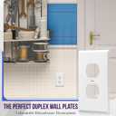 ENERLITES Duplex Wall Plates, Electrical Outlet Covers, Standard Size 1-Gang 4.50" x 2.76", Unbreakable Polycarbonate Thermoplastic, 8821-W-100PCS, White, 100 Pack