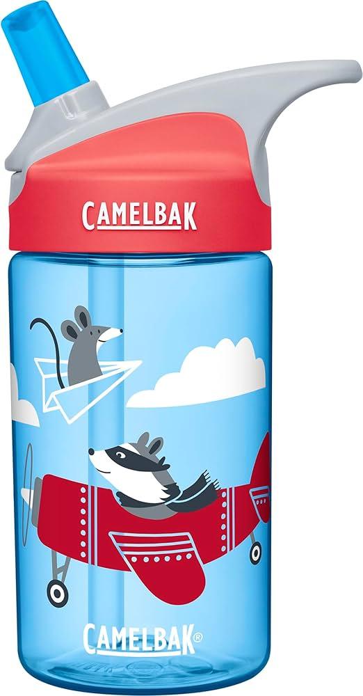 CamelBak Eddy Kids Big Bite Valve Straw Water Bottle Airplane Bandits, 12oz 2pcs