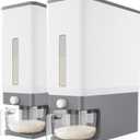 Lifewit 2 Pack Rice Dispenser 25 Lbs(11.3kg), Rice Storage Container Sealed Moisture Proof with Measuring Cup for Kitchen Pantry Household, BPA-Free, Grey