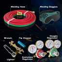 Cutting Welding Torch Kit, Oxygen Acetylene Torch Kit, Oxy Acetylene Torch Welder, Portable Oxy Brazing Kits, Professional Welder Tool Set with Two Hose, Regulator Gauges, Storage, Blue Case