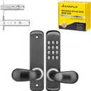 Stainless Steel Mechanical Keypad Entry Door Handle Lock,Commercial Keyless Push Button Code Door Knob,Single-Sided Combination & Interior Non-locking Lever,Exterior Auto-Lock,For Outdoor,Black