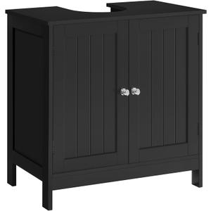 Iwell Pedestal Sink Storage Cabinet with 2 Doors and Shelf, Under Sink Cabinet, Bathroom Sink Cabinet with U-Shape, Black