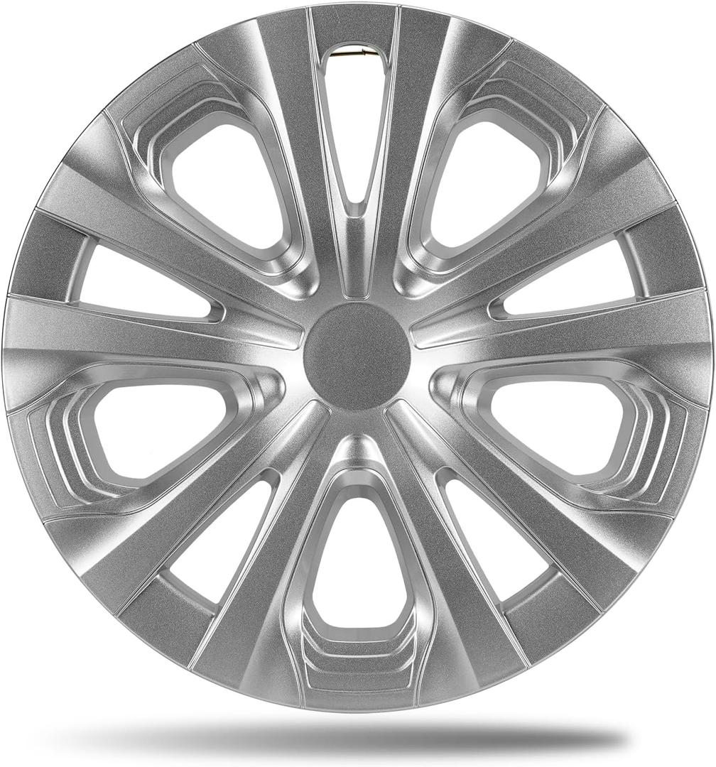 15 Inch Gloss Silver Hubcaps for 2016-2022 Toyota Prius, 2017-2022 Prius Prime, 2020-2024 Corolla Hybrid LE, Fits OEM Alloy Wheel 42611-47441, Direct Replacement Wheel Covers, 4-Pack