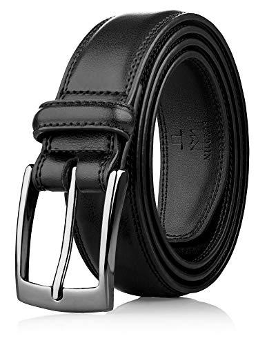 MILORDE Man Belt, Fashion & Classic Designs for Work Business and Casual (Size 48 (Waist 46), Whole Black)