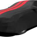 WinPower Indoor Car Cover, Stretch Dustproof Protection Fit 192-203 Inch Sedan Full Car Cover for Underground Garage Car Show, Black and Red