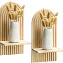 Tatuo 2 Pieces Boho Wall Shelf Decor Floating Arched Shelves for Wall Small Wooden Hanging Holder for Living Room Bathroom Bedroom Office Nursery Decoration