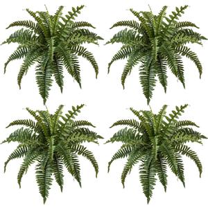 27" Silky Artificial Boston Fern Bush,Set of 4, Fake Fern Large Hanging Plant That Look Real for Outdoors Home Decor,25Branches. (27" 4Pcs25Fronds)