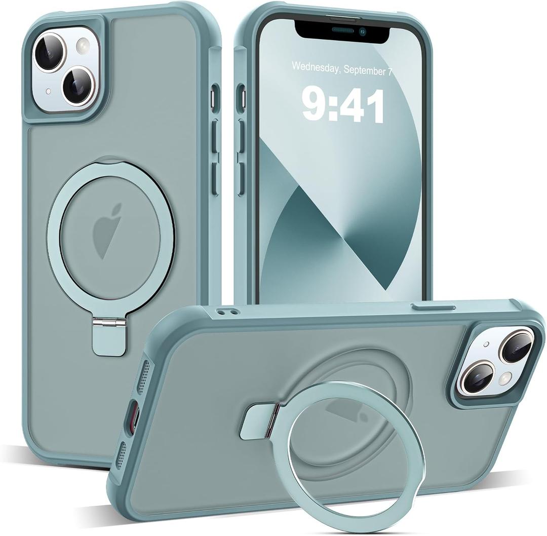 Compatible with iPhone 16 Pro Max Case with Invisible Magnetic O-Ring Stand Military-Grade Translucent Case for iPhone 16 ProMax 6.9" [Compatible with Mag-Safe][Great Grip Feeling], Blue