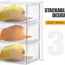 SCAVATA Hat Organizer Box, Stackable Clear Baseball Caps Holder Box Containers with Magnetic Door for Hats Snapback Cap Storag, Hat Rack Display Case, Holds 8 Hats Each (Clear, 6 Pack)