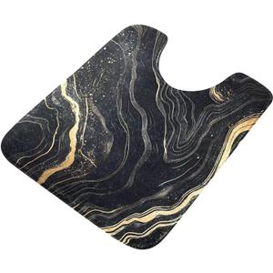 Black Gold Marble Toilet Bath Rug U-Shaped 24" x 20" Non Slip Super Absorbent Contour Bathroom Mats Quick Dry Fluffy Rugs