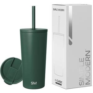 Simple Modern Insulated Tumbler with Lid and Straw | Iced Coffee Cup Reusable Stainless Steel Water Bottle Travel Mug | Gifts for Women Men Her Him | Classic Collection | 24oz 