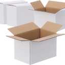 FARRAY Shipping Boxes 6x4x4 inches (Inner Size), 50 Pack Sturdy Kraft Corrugated Small Cardboard Boxes for Mailing Packing, White