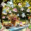 Epakh 20 Pcs Wonderland Tea Party Decoration Vintage Teapot Cardboard Hanging Banner Wonderland Teapot Garland Decoration Background for Birthday Baby Shower Women Princesses Party Supplies
