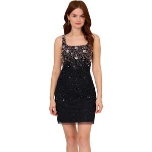 Adrianna Papell Women's Petite Beaded Tank Dress, Size 10 (Black)