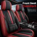 PU Leather Car Seat Covers, Universal Front 2 or Full 5 Seat Set, Waterproof Seat Protectors Easy Installation for Cars Trucks SUVs (Red, Full Set)