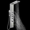 ROVOGO Shower Panel Tower with Rainfall Waterfall Shower Head, 5 Body Jets and 3-Function Handheld, High Pressure Rain Massage System, Wall-Mount Shower Column, Stainless Steel Brushed