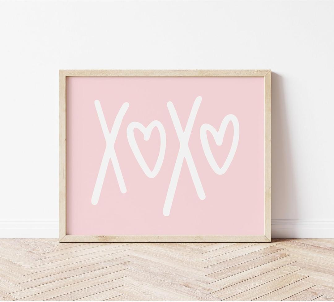 Girls Valentine's Day print, X and O Print, pink Valentine's Day wall art, Valentine Print, Galentines decor, girls room decor,88