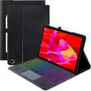 Touchpad Keyboard Case for Amazon fire Max 11 11.0-inch 2023(13th Generation),Rainbow Backlight Rechargeable Detachable Keyboard with Pen Holder for Tablet Cover (Black+Black)