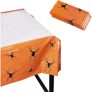 Juvale 3 Pack Halloween Plastic Disposable Tablecloth, 54 x 108 Inch, Spooky Spiderweb Rectangular Table Cover for Party Decorations - Table Cloth