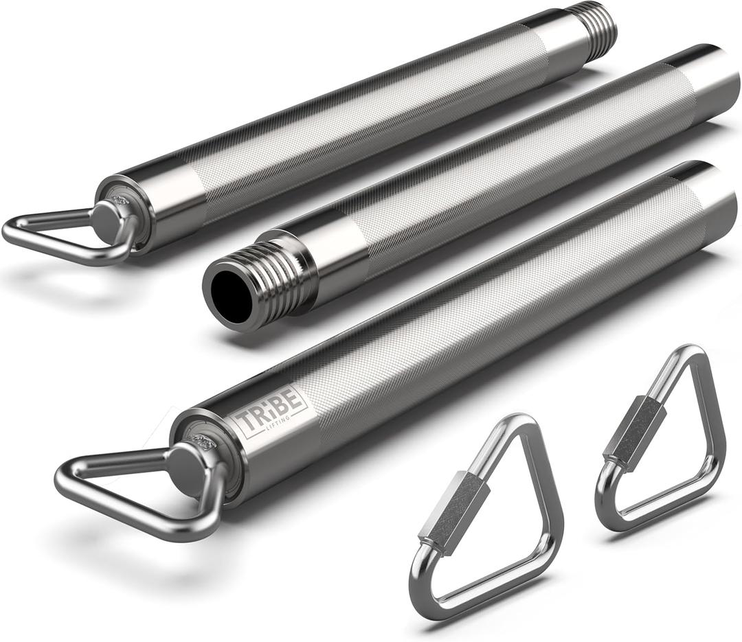 Tribe Lifting Resistance Band Bar - Heavy Duty Steel Bar for Resistance Bands - Resistance Bands Bar 3-Section Adjustable 39 to 27 Inch - Ball Bearing Swivel - Portable Home Gym Workout