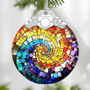 Rainbow Spiral Stained Glass Ornament, Christmas Ornaments  Christmas Tree Ornament, Holiday Decor, Xmas Stocking Stuffers, Gift Idea, Gifts for Art Lover, Coworker, Friend, and Family