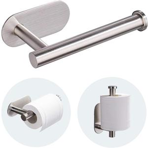 JOPOFI Toilet Paper Holder - Self Adhesive Toilet Paper Holder Wall Mount for Bathroom, SUS 304 Stainless Steel Command Strip Toilet Paper Roll Holder Stick On Wall, No Drilling - Brushed Nickel (1pcs)