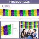 10 Pack 10 Feet Mardi Gras Foil Fringe Garland Mardi Gras Parade Float Fringe Metallic Streamers Tinsel Fringe Banner for Birthday Party Decor St Patrick Halloween Christmas Decoration (Green Gold Purple)