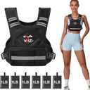 Adjustable Weighted Vest for Men Women, 4-10lb/11-20lb/20-32lb Vest with 6 Ironsand Weights, Body Weight Vest with Reflective Strip for Running, Walking, Strength Training, Workouts (Black)
