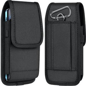 ykooe Cell Phone Pouch Nylon Belt Holster Case Compatible with iPhone 17 16 15 14 13 12 11 & Pro Models, Samsung Galaxy S20 S21 S22 S23 S24 S25, BlackL