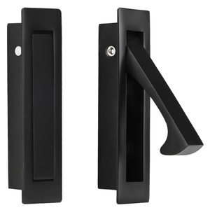 HOMOTEK Recessed Pocket Door Pull Handle, Edge Flush Pull, Hidden Finger Pull, Modern Pocket Hardware for Sliding Door, 80x22x16mm, Stainless Steel 304 (Matte Black, 2pack)
