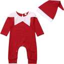 Newborn Baby Boy Girl Christmas Outfit Elf Costume with Hat Toddler Infant Long Sleeve Romper Onesie (6-12 Months)