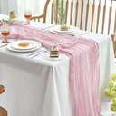 IVAPUPU 2 Pcs Cheesecloth Table Runner - 10ft Pink Boho Gauze Cheese Cloth Table Runners for Baby Shower Decoration Wedding Party Summer Garden Farmhouse
