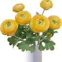 ATFL Yellow Ranunculus Artificial Flowers,6 Pcs Artificial Faux Silk Ranunculus Flowers with Real Touch Stems,Fake Peony Flowers for Floral Arrangements DIY Wedding Bouquet Party Table Home Decor