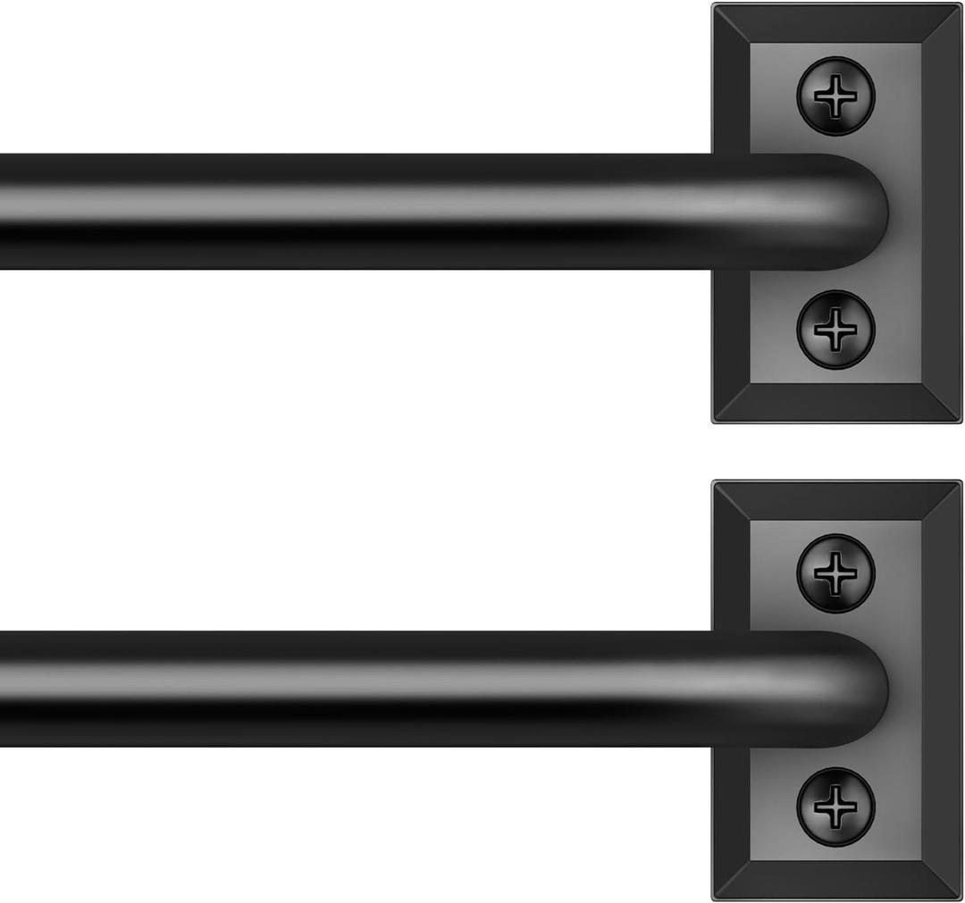 Hei!Dear 2 Pack Blackout Curtain Rod for Windows 48 to 84 inch (4-7Ft), Wrap Around Room Darkening Curtain Rods, 5/8" Samll Adjustable Modern Decorative Window rod,Black