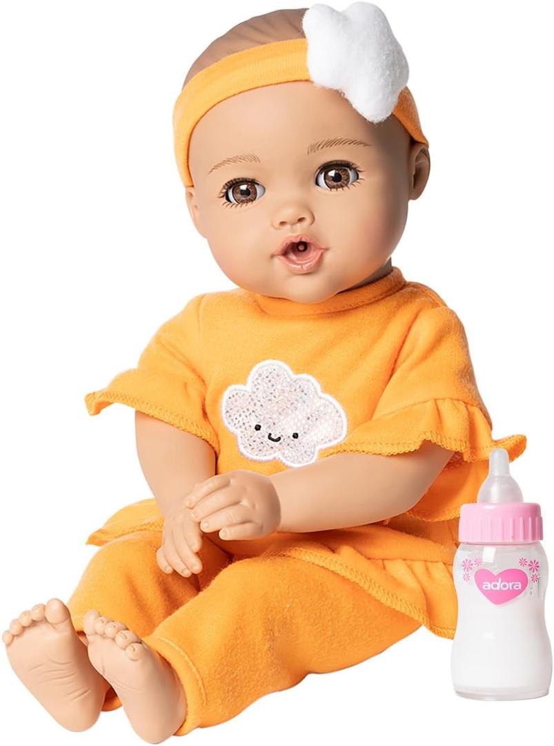 Adora Nurture Time Babies 13 Inch Baby Doll and Clothes Set with 3 Touch Activated Features Birthday Gift for Kids Ages 1 and Up - Sweet Orange