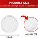 Ezprotekt Non Slip Furniture Pads, 8 Pcs 2" Anti Skid Rubber Caster Cups, Anti-Slip Round Furniture Coasters for Hardwood Floors, Anti Slide Floor Protectors for Bed Couch Stoppers (Clear)