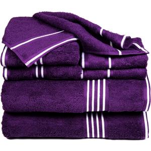 Lavish Home Rio 100% Cotton Towel Set - Eggplant, Medium, 8 Piece