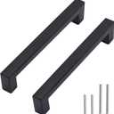 Cabinet Pulls Matte Black Cabinet Handles Square Drawer Pulls, 40 Pack 5 Inch Stainless Steel Kitchen Door Cupboard Cabinet Handles, Drawer Hardware Handles, 128mm Hole Centers